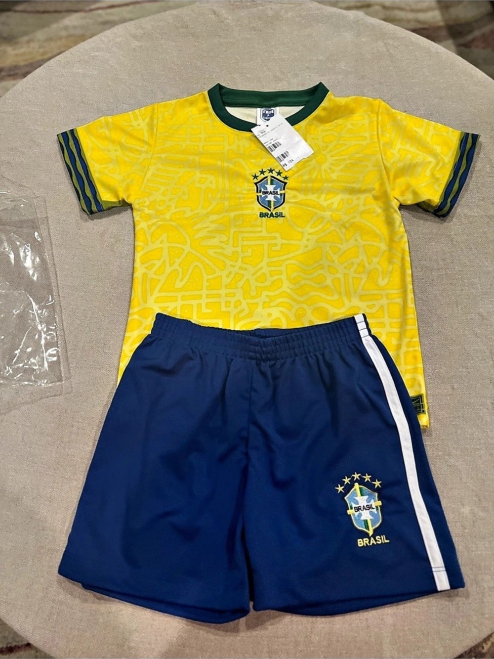 Brazil Kids Soccer Matching Set Yellow & Blue NWT